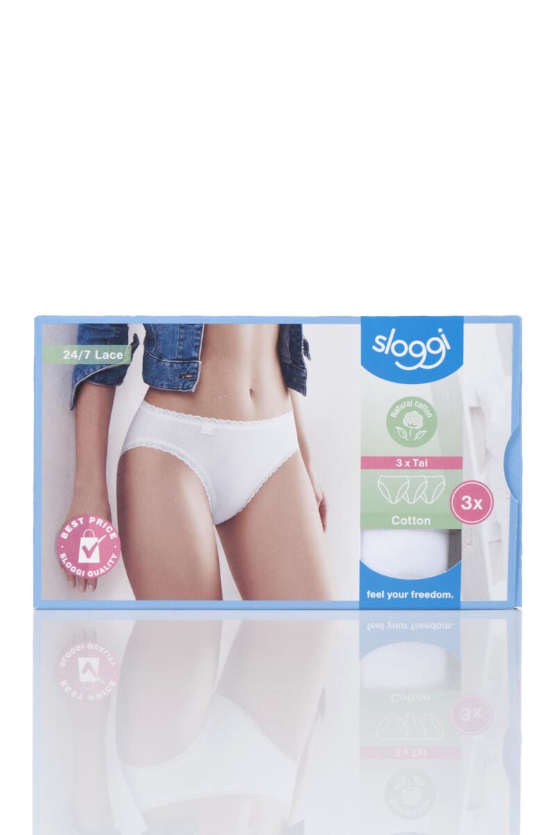 Sloggi 24|7 Cotton Lace Tai Slips 6 Pack, Negro , 38