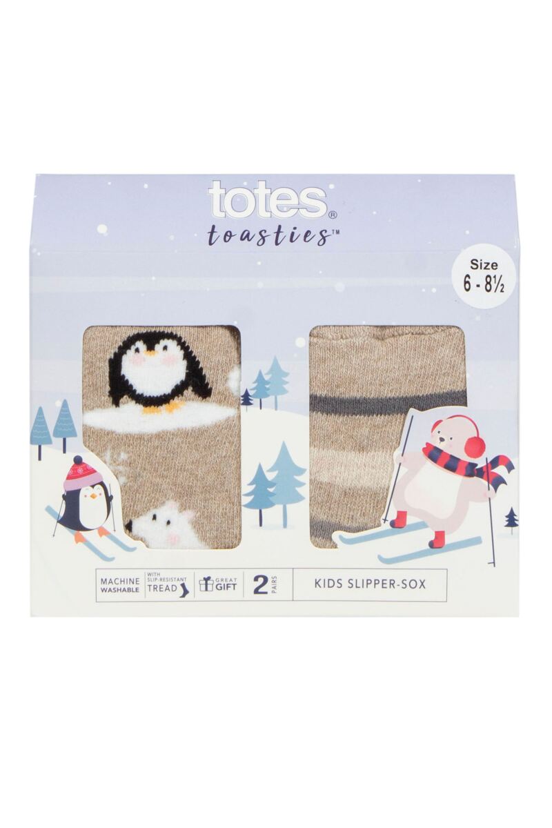 Boys and Girls 2 Pair Totes Tots Originals Novelty Slipper Socks from