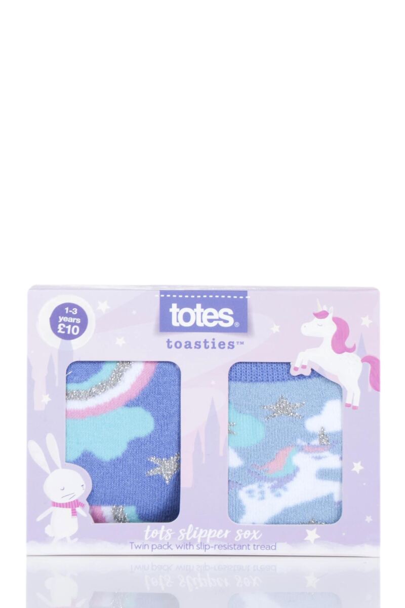 2 Pair Tots Originals Novelty Slipper Socks Girls - Totes