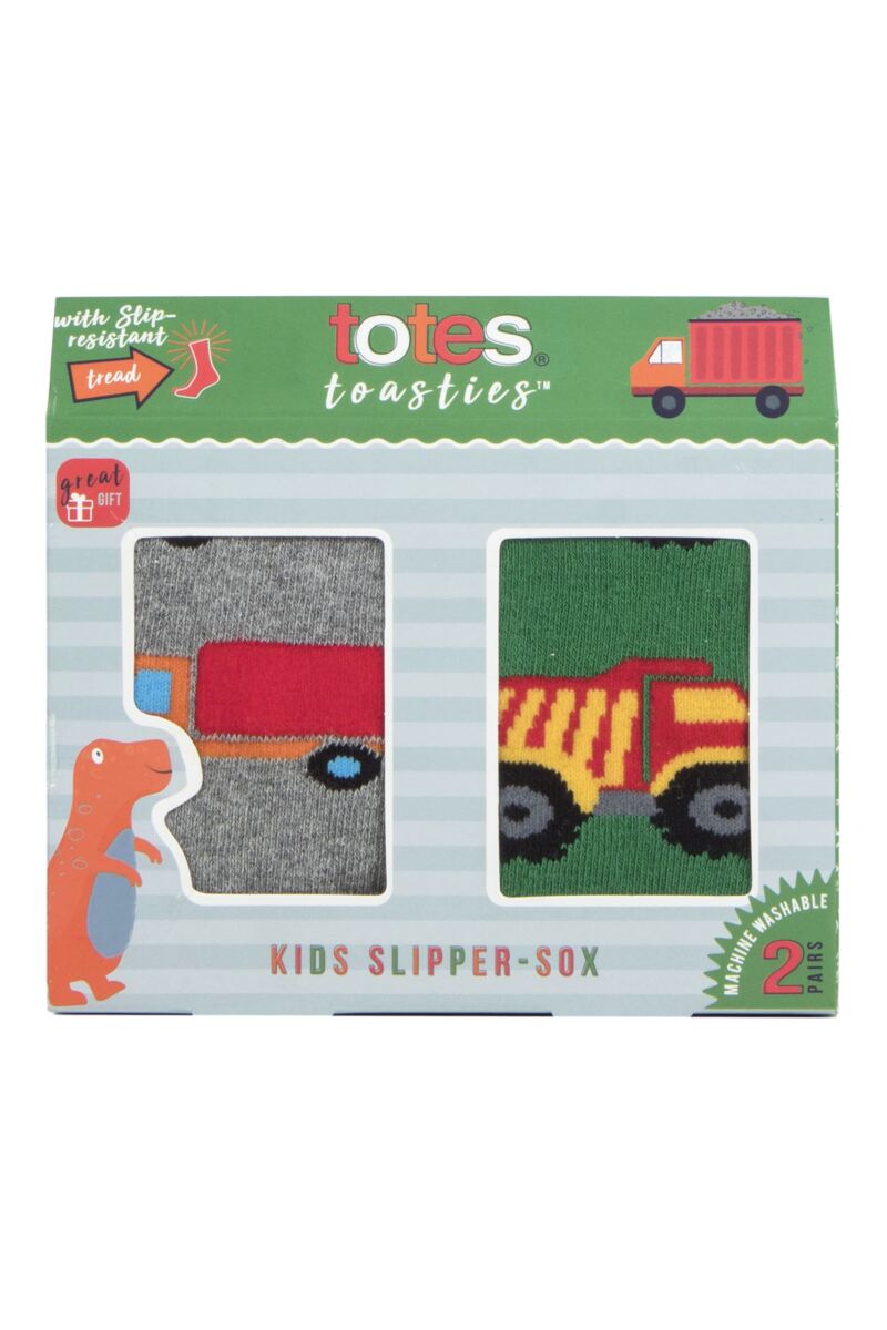 2 Pair Tots Originals Novelty Slipper Socks Boys - Totes