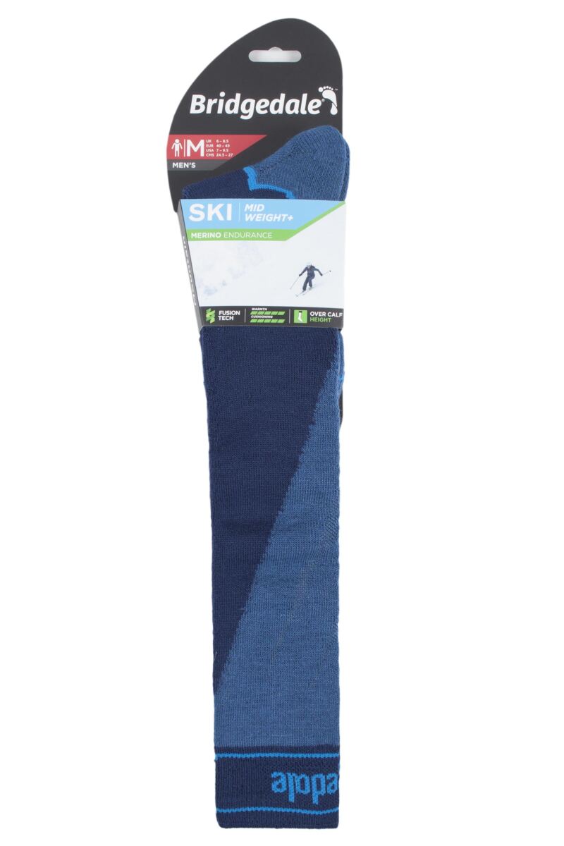 Mens 1 Pair Bridgedale Merino Endurance Midweight Ski Socks