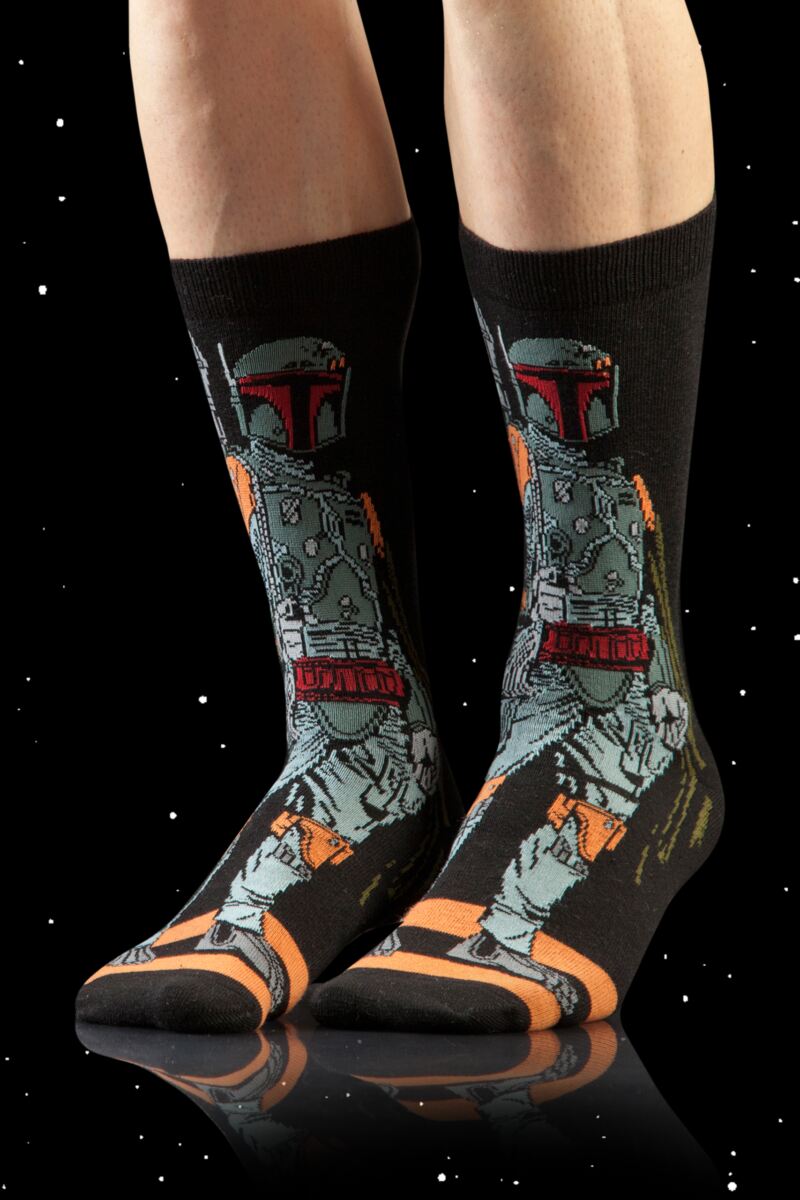 Mens 4 Pair SOCKSHOP Disney Star Wars Villains Darth Vader, Boba Fett, Emperor and Stormtrooper Socks