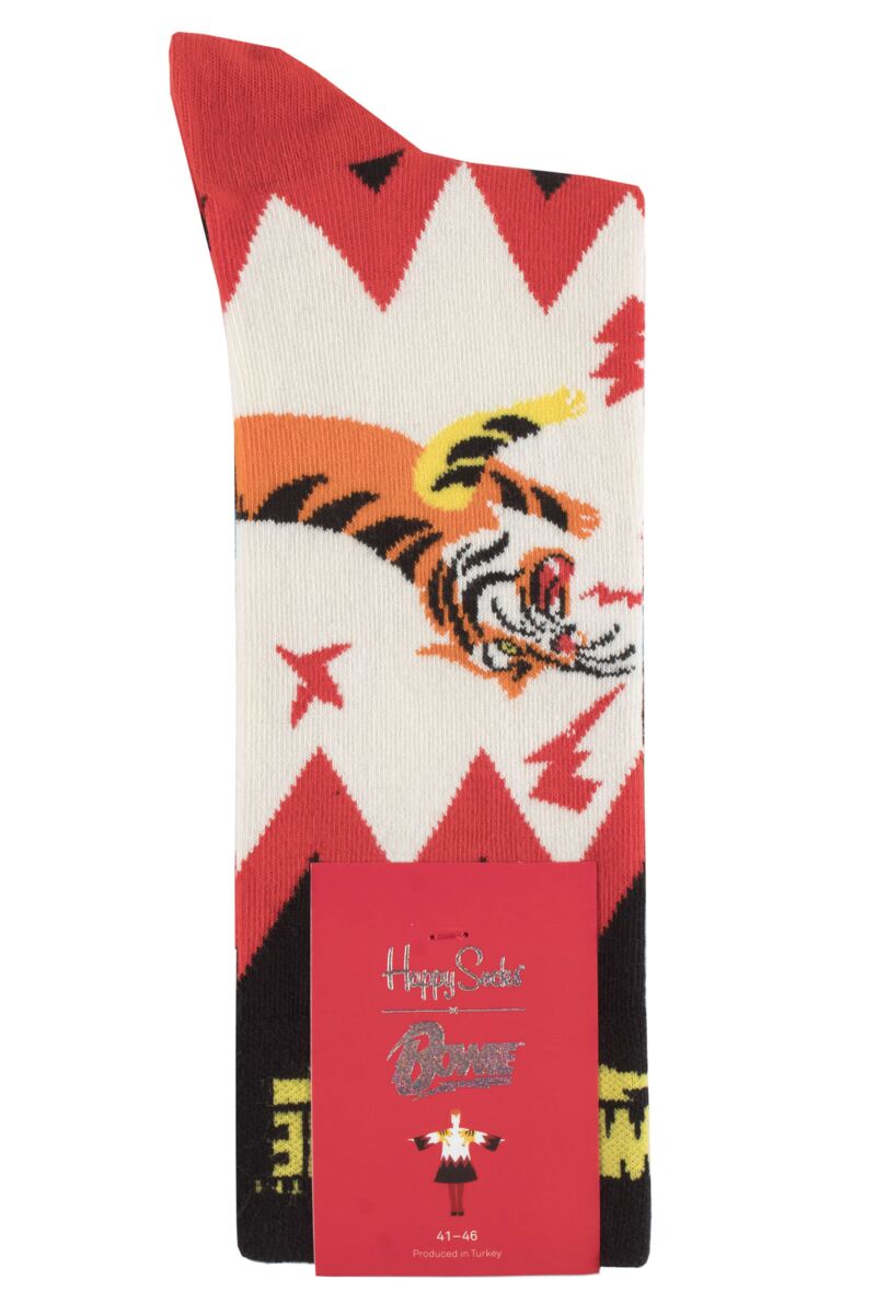 Mens 1 Pair Happy Socks David Bowie Electric Tiger Cotton Socks