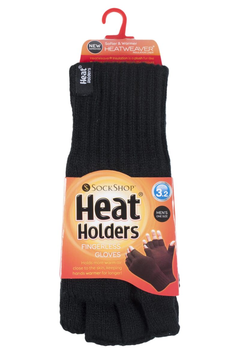 Mens 1 Pair Heat Holders 3.2 Tog Heatweaver Yarn Fingerless Gloves In 2 ...
