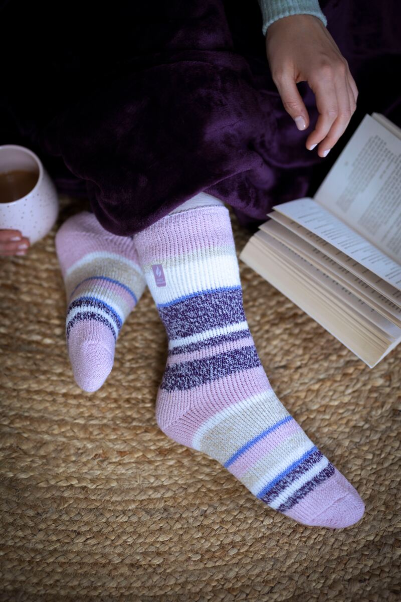 Ladies 1 Pair SOCKSHOP Heat Holders 2.3 TOG Patterned Thermal Socks