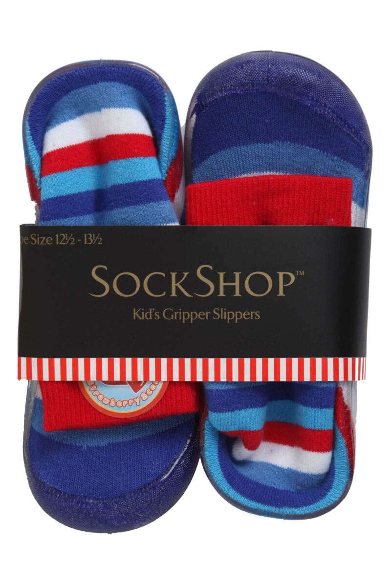 Boys Striped Gripper Slipper Socks