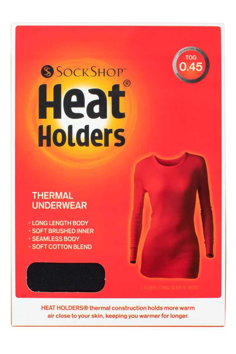 Ladies 1 Pack SOCKSHOP Heat Holders 0.45 TOG Long Sleeve Vest from SockShop