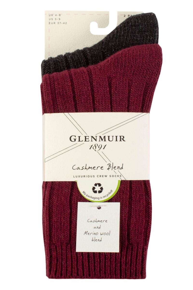 Ladies 2 Pair Glenmuir Cashmere Socks