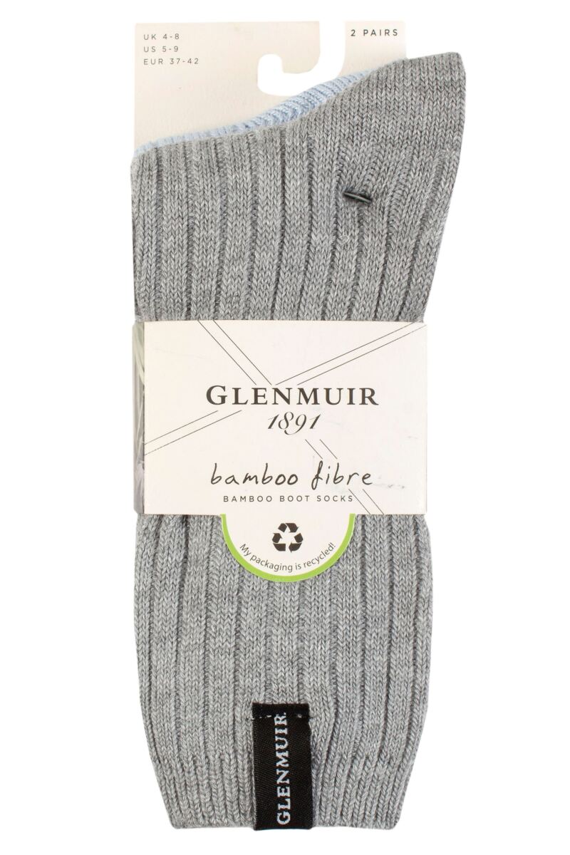 Ladies 2 Pair Glenmuir Light Cushioned Bamboo Boot Socks from