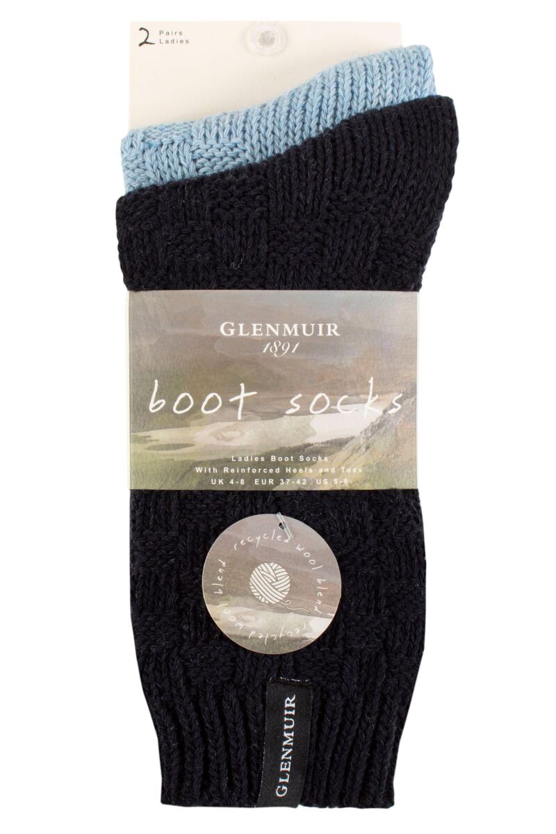 Ladies 2 Pair Glenmuir Classic Fashion Boot Socks from