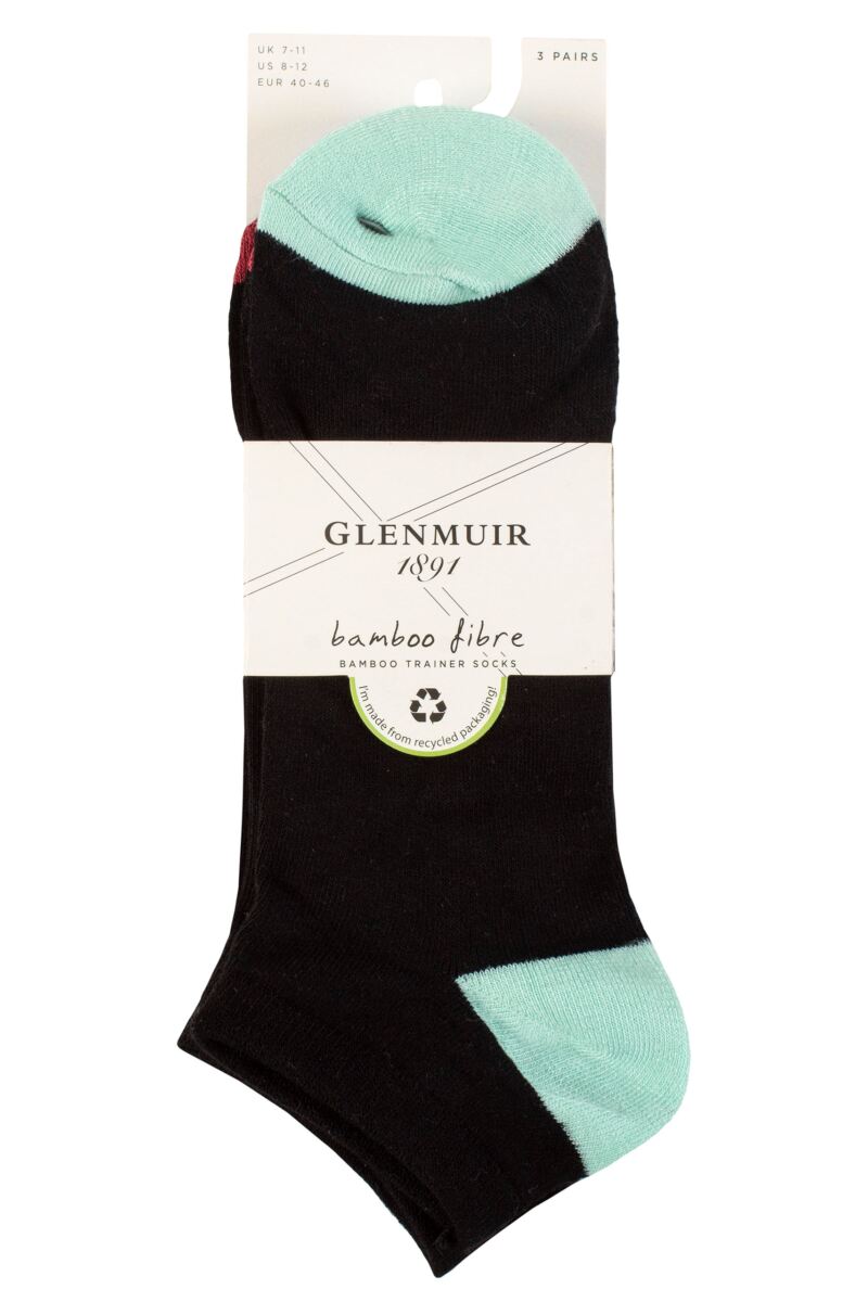Mens 3 Pair Glenmuir Bamboo Trainer Socks from