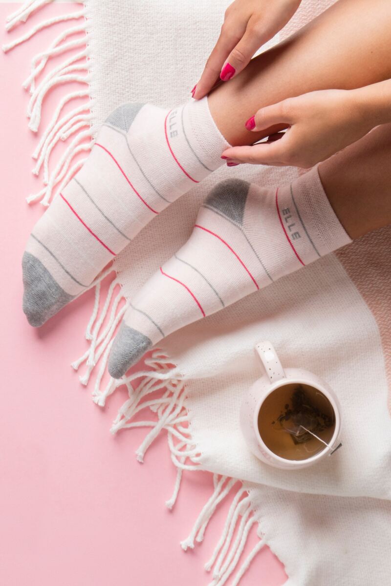 Ladies Elle Striped Cotton Ankle Socks from