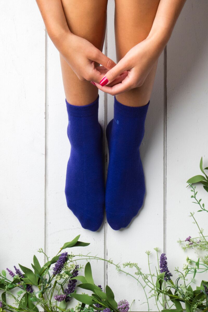 Ladies Elle Striped Cotton Ankle Socks from