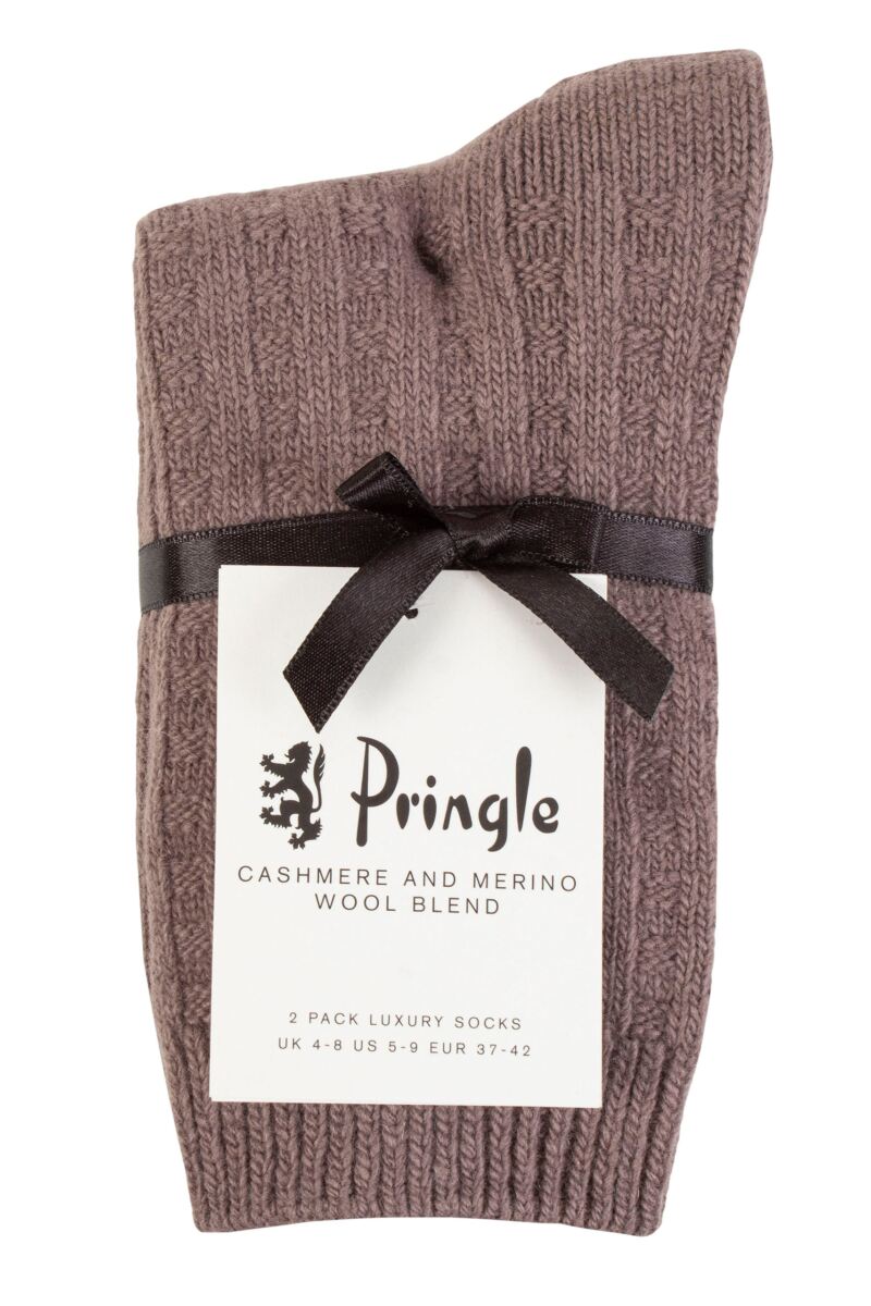 Ladies 2 Pack Pringle Cashmere and Merino Wool Blend Luxury Socks from