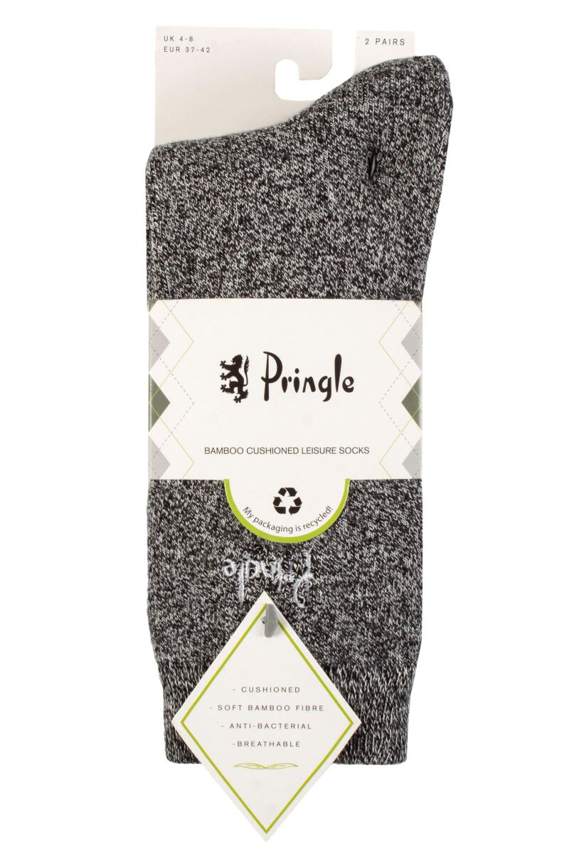 Ladies 2 Pair Pringle Bamboo Cushioned Leisure Socks