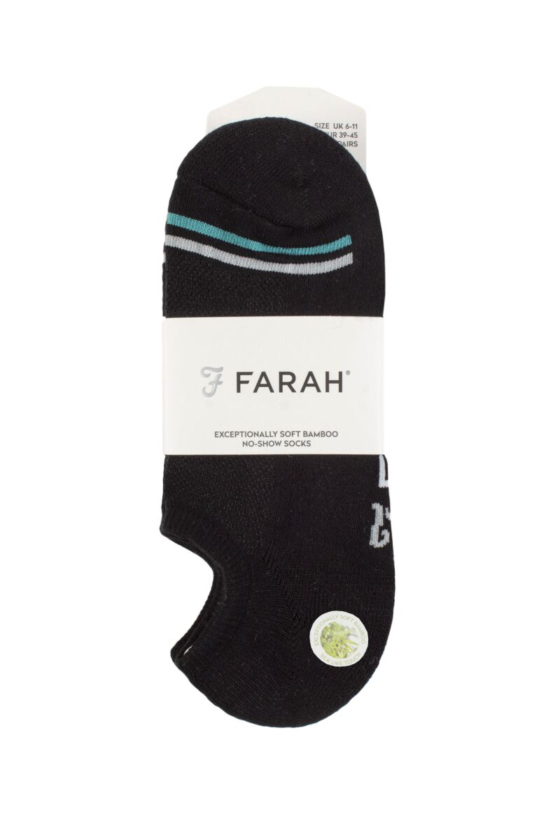 Mens 3 Pair Farah Bamboo No Show Socks