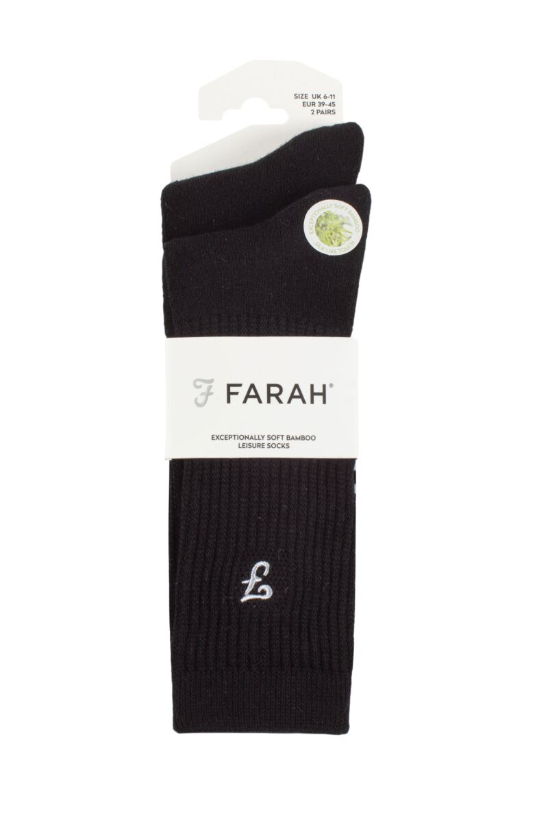 Mens 2 Pair Farah Bamboo Leisure Socks