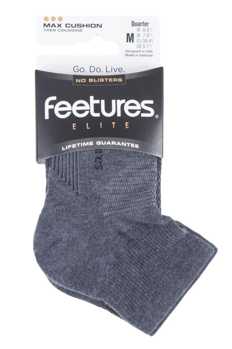 Mens Feetures Elite Max Cushion Quarter Socks from