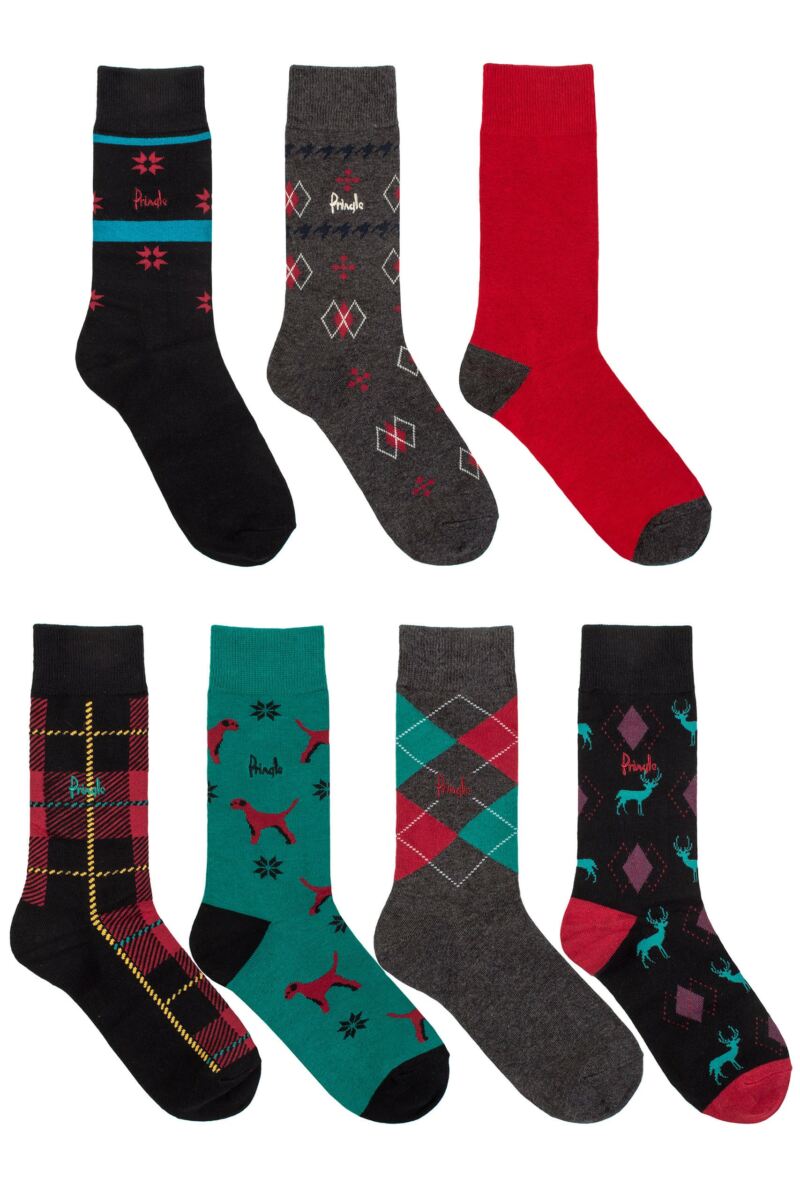 Mens 7 Pair Pringle 7 Days of Socks Christmas Gift Set