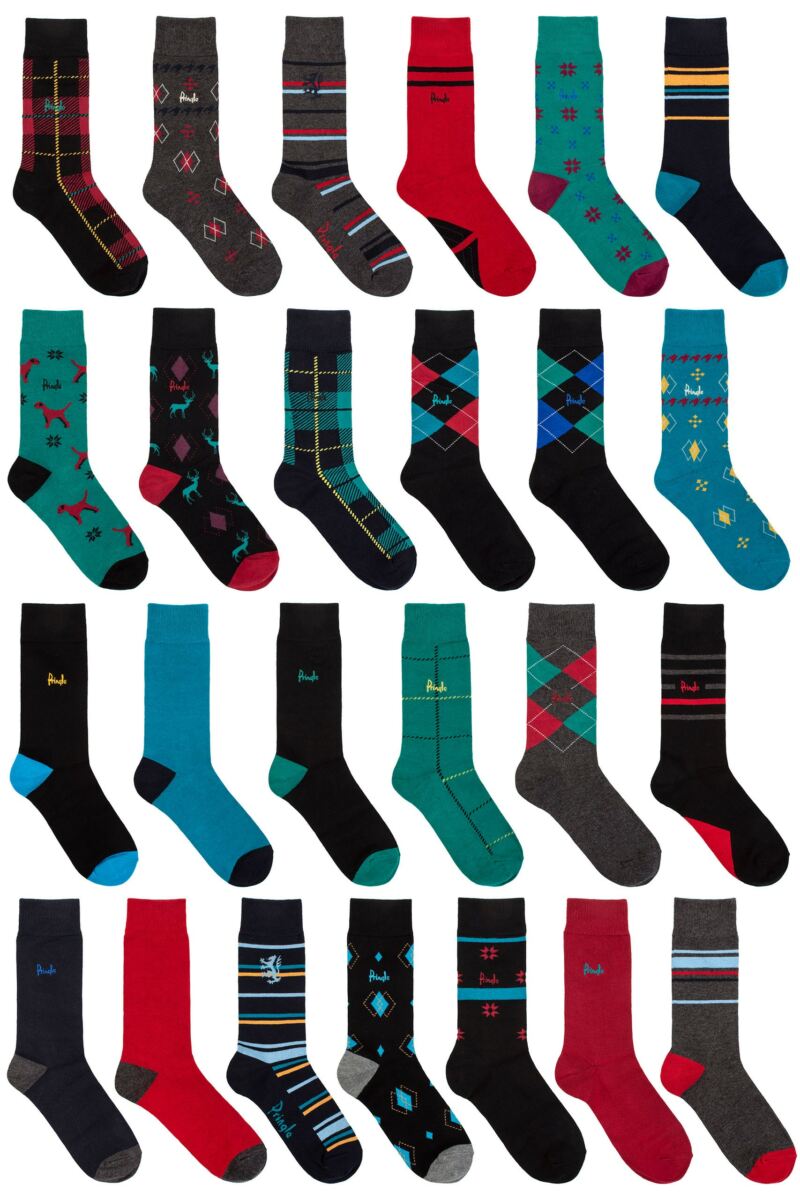 Mens 25 Pair Pringle 25 Days of Socks Christmas Advent Calendar