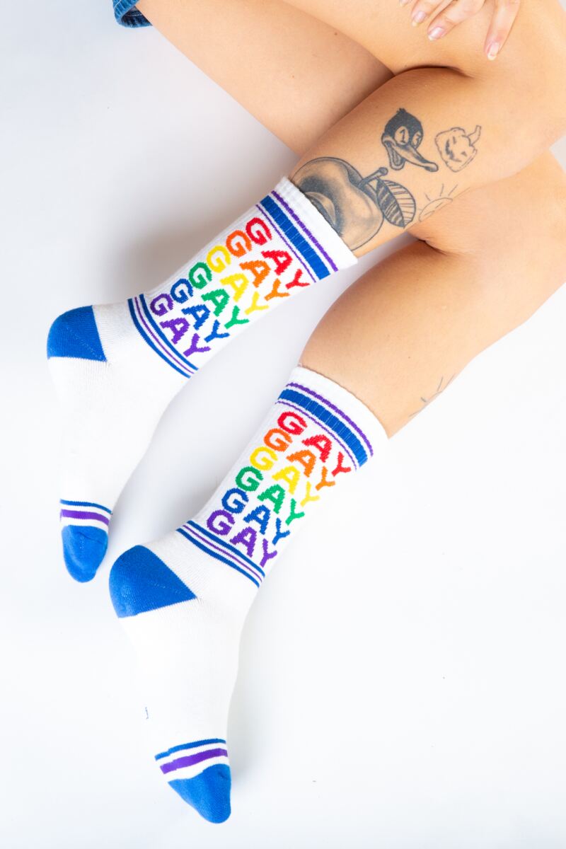 Gumball Poodle 1 Pair Gay Rainbow - Gym Crew Socks Cotton Socks