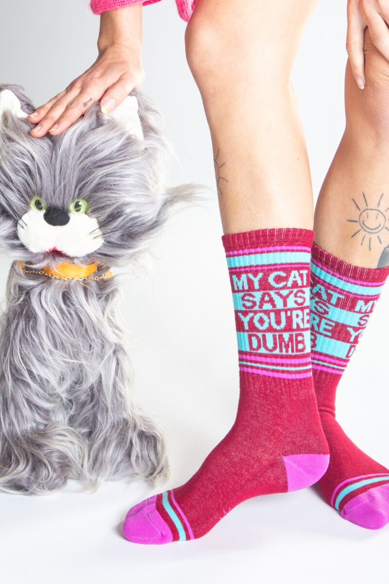 Gumball Poodle 1 Pair My Cat Says You're Dumb Cotton Socks