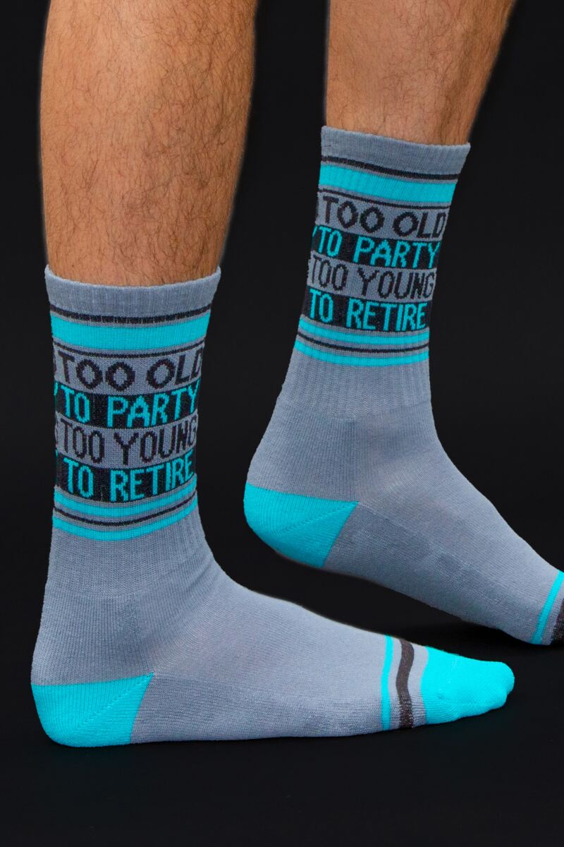Gumball Poodle 1 Pair Too Old to Party Too Young to Retire Cotton Socks
