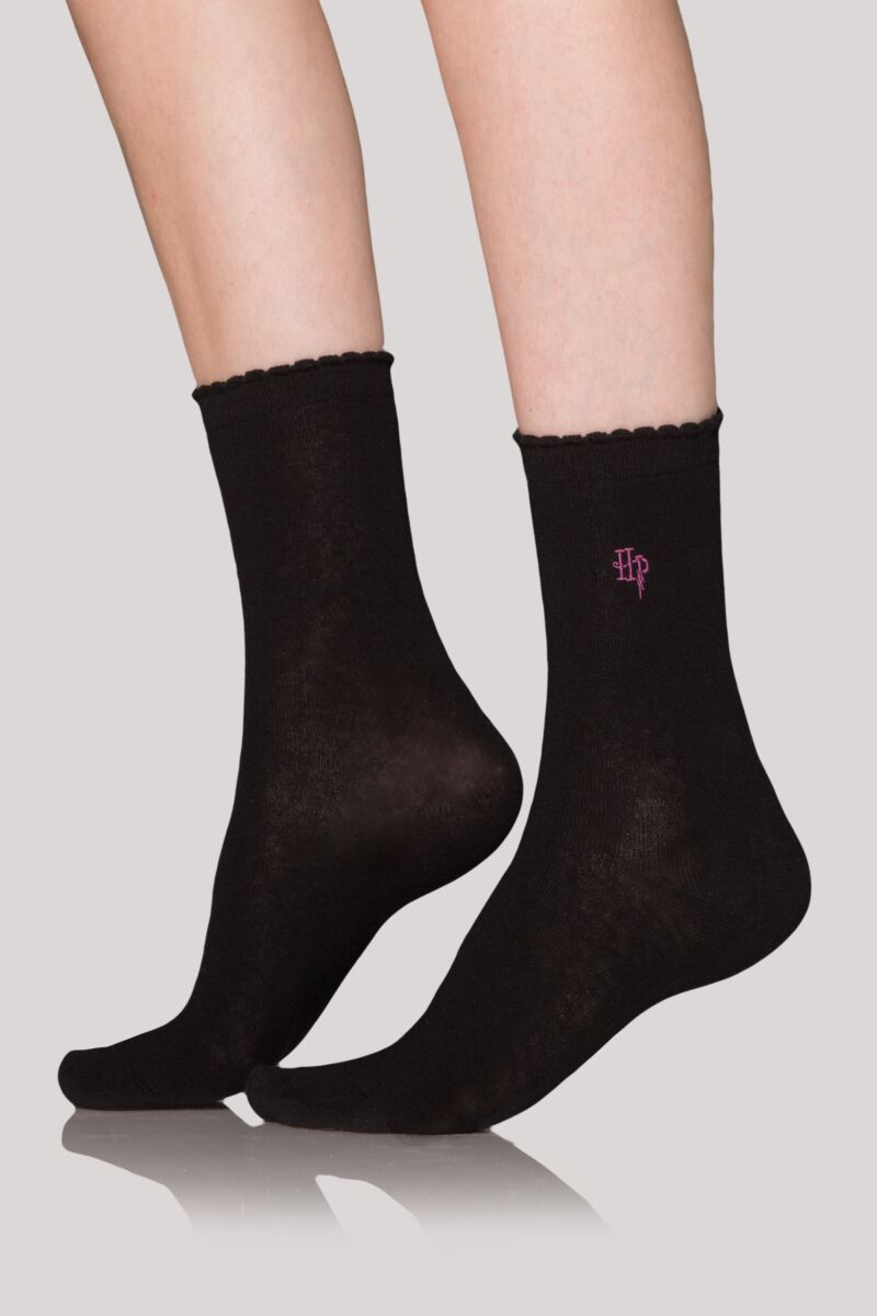 Ladies 3 Pair Harry Potter Embroidered Detail Cotton Socks