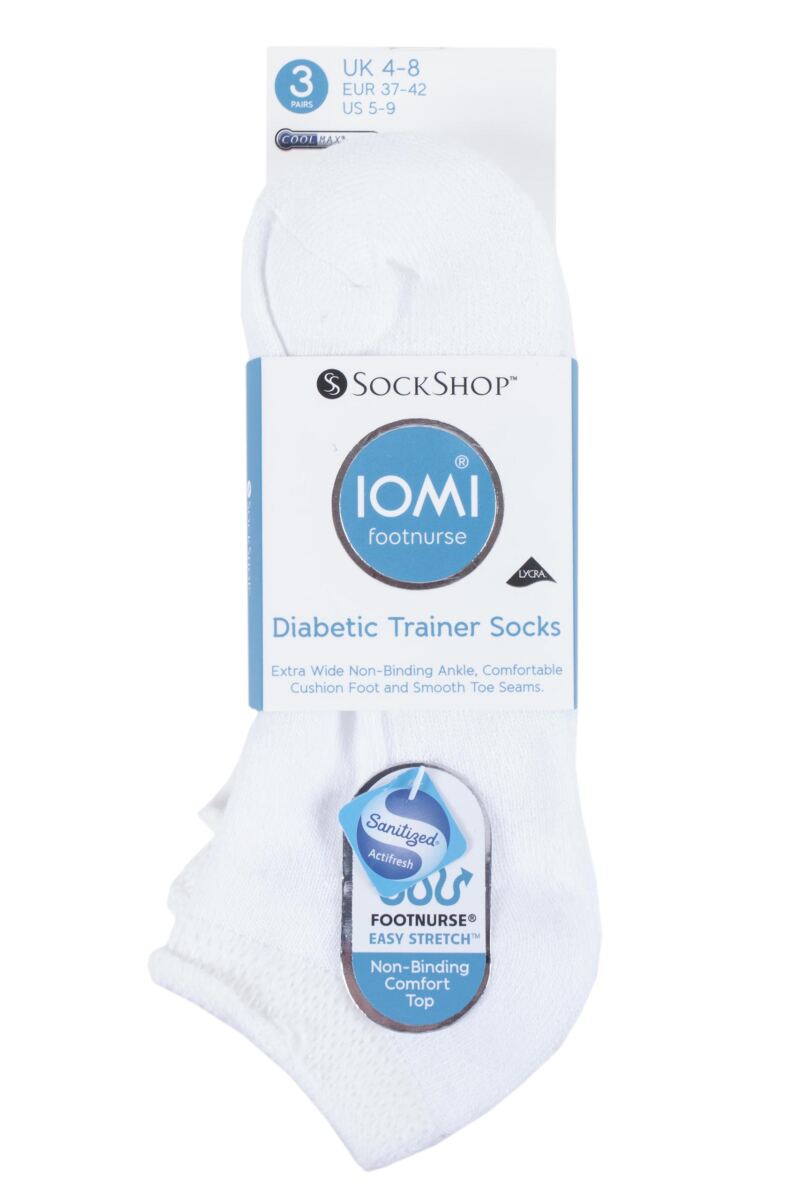 Ladies 3 Pair Iomi Footnurse Cushioned Foot Diabetic Trainer Socks from ...