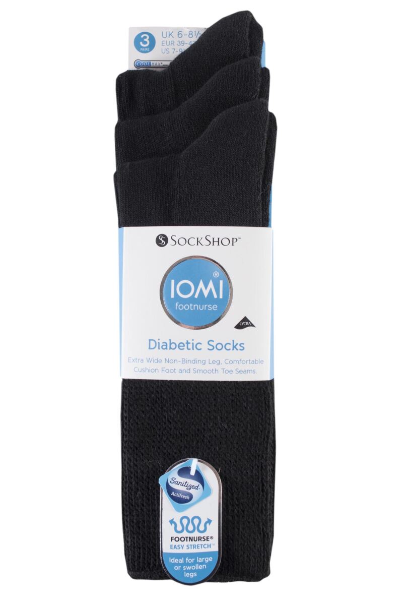Mens 3 Pair Iomi Footnurse Gentle Grip Cushioned Foot Diabetic Socks
