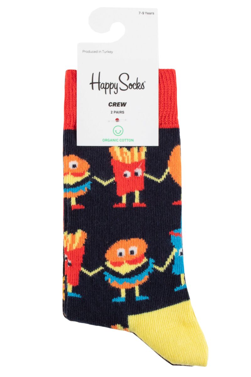 Kids 2 Pair Happy Socks Food Friends Socks from