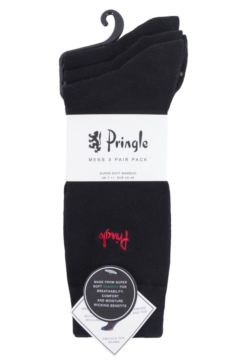 Mens 3 Pair Pringle Plain Rupert Bamboo Socks from