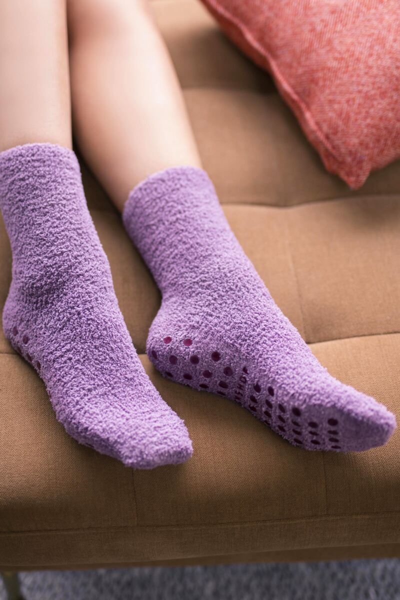 Fluffy socks with grips outlet