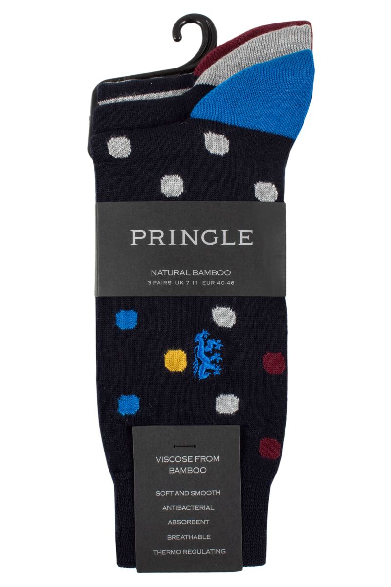 Mens 3 Pair Pringle Black Label Bamboo Patterned, Argyle and Striped ...