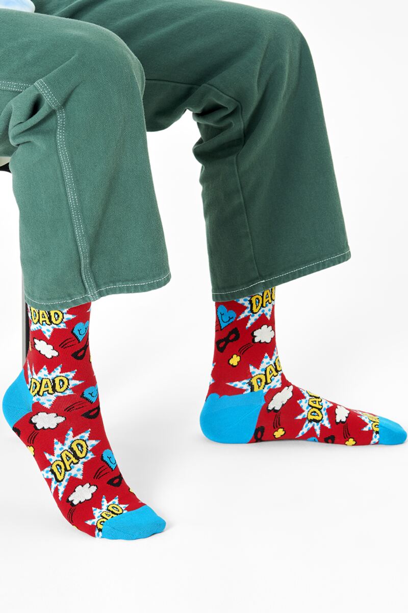 Mens 3 Pair Happy Socks Gift Boxed Super Dad Socks