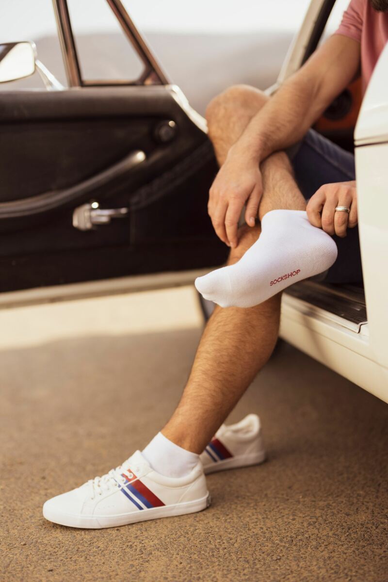 Mens 5 Pair SOCKSHOP Bamboo Striped and Plain Trainer Socks