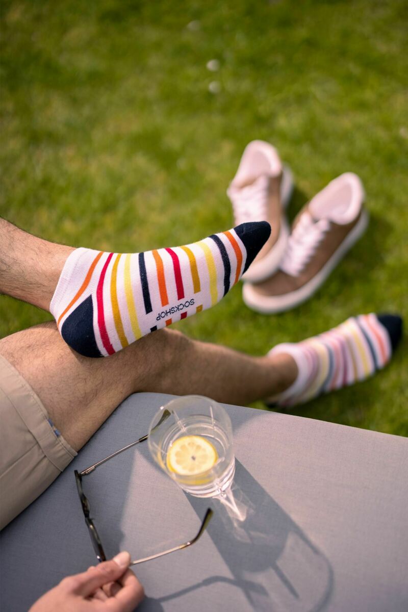 Mens 5 Pair SOCKSHOP Bamboo Striped and Plain Trainer Socks