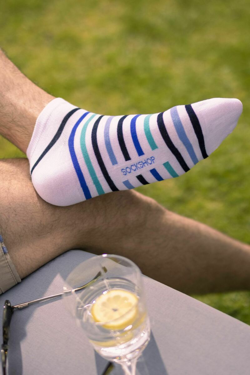 Mens 5 Pair SOCKSHOP Bamboo Striped and Plain Trainer Socks