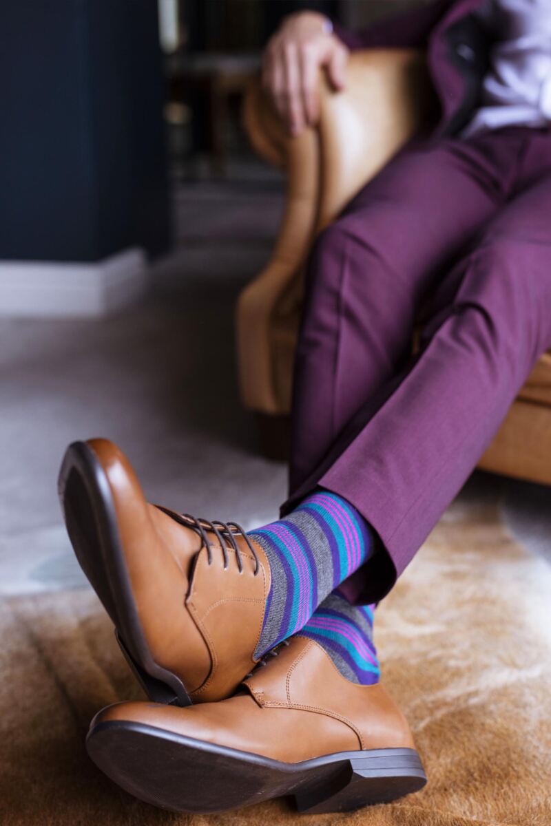 Mens 5 Pair SOCKSHOP Plain, Striped and Patterned Bamboo Socks