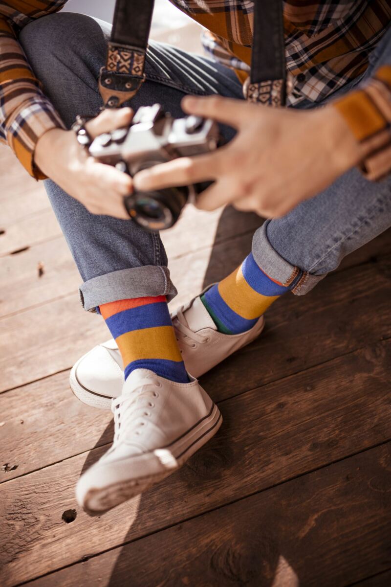 Mens 5 Pair SOCKSHOP Plain, Striped and Patterned Bamboo Socks