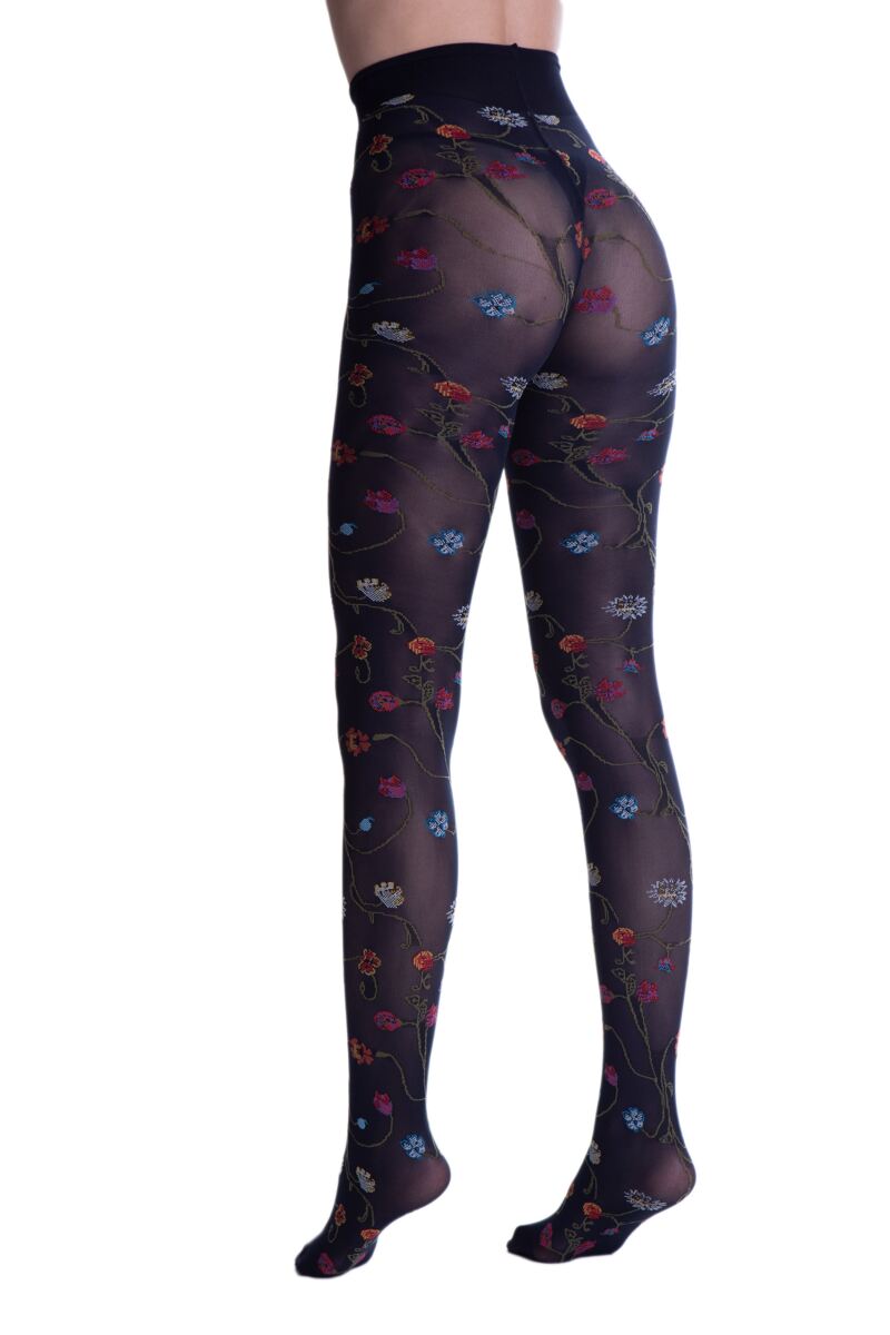 Ladies 1 Pair Trasparenze Platino Floral Knit Opaque Tights