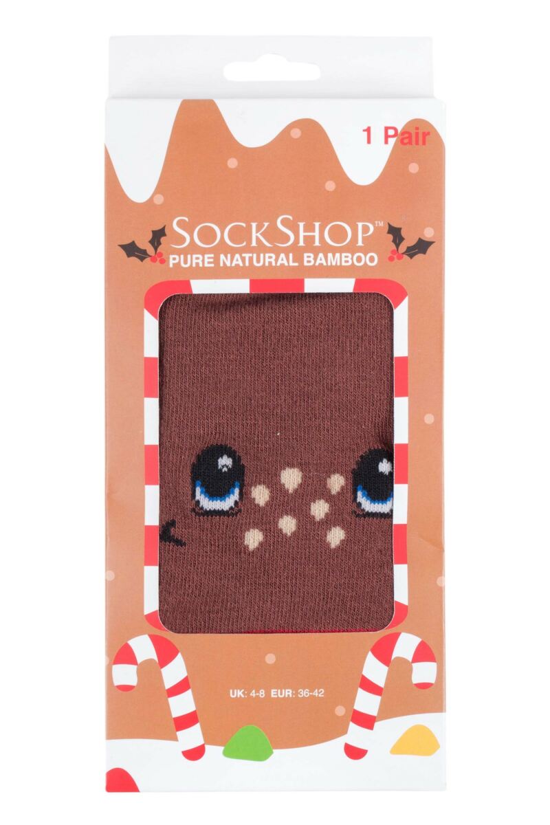 1 Pair Lazy Panda Bamboo Rudolph Christmas Gift Boxed Socks Unisex - SOCKSHOP