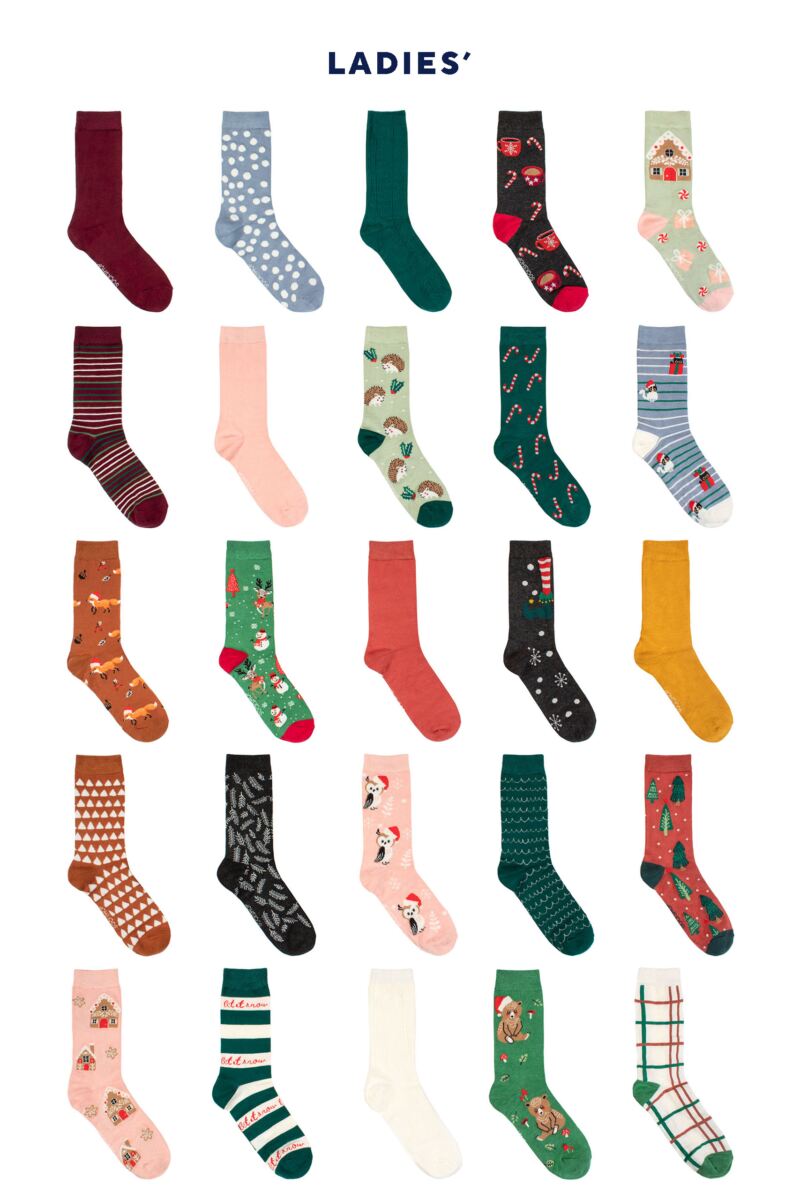 Mens Ladies and Couples SOCKSHOP 25 Pair Christmas Advent Calendar