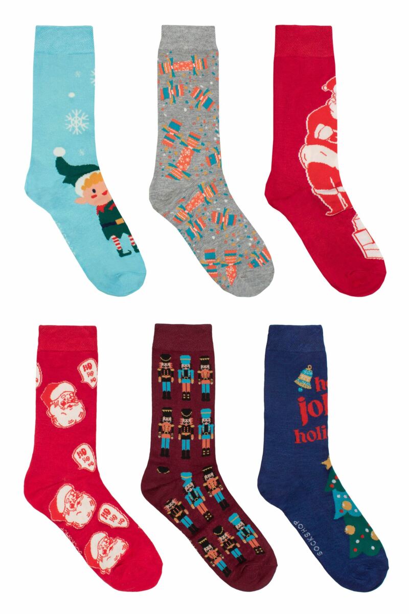 Mens and Ladies 6 Pair SOCKSHOP Christmas Cracker Gift Boxed Bamboo Socks