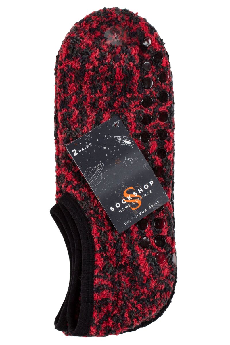 Men's 2 Pair Cosy Low Cut Slipper Socks with Grip from