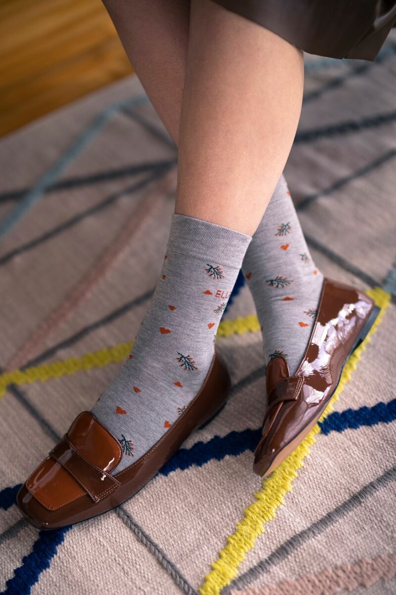 Ladies 2 Pair Elle Bamboo Patterned and Plain Socks