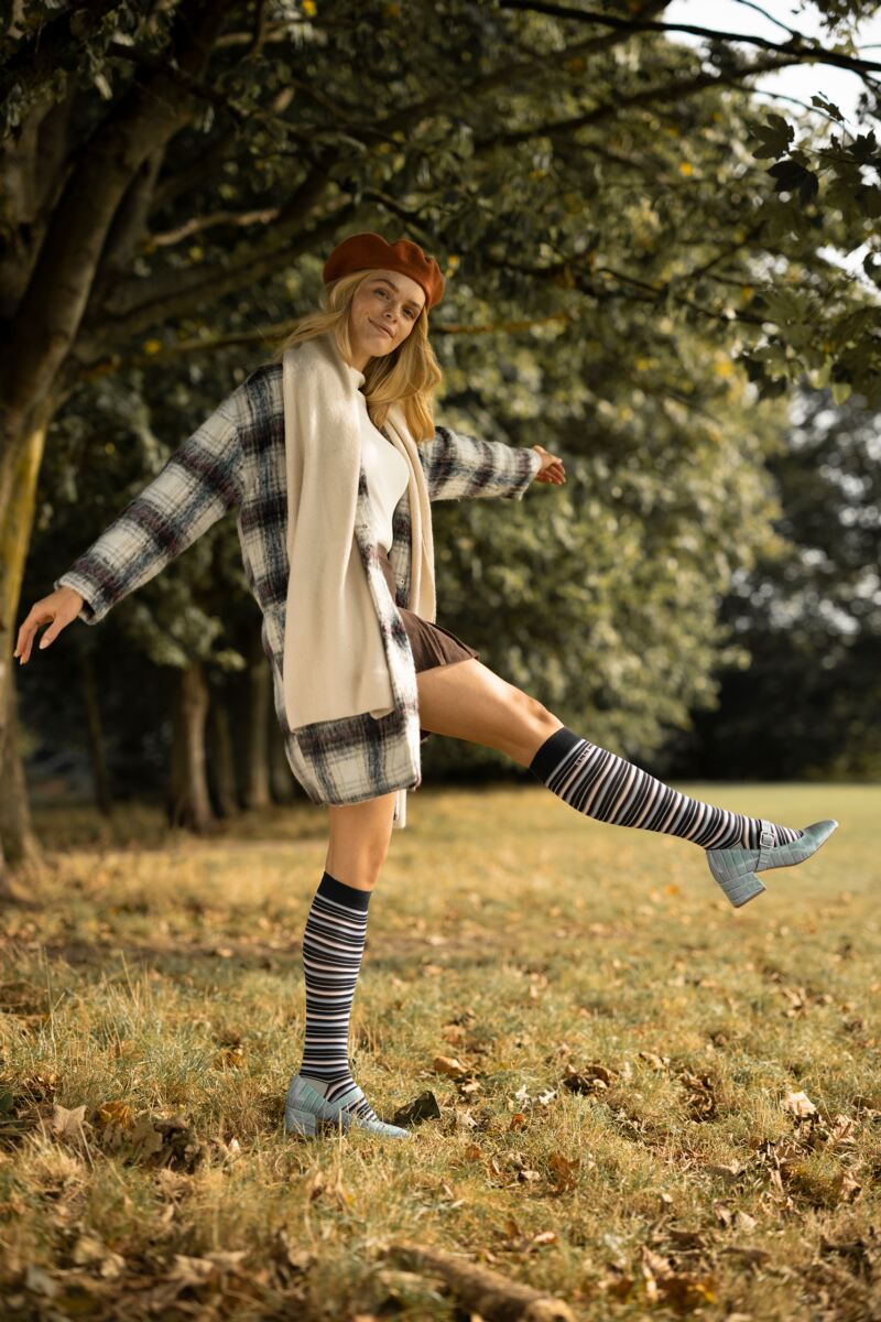 Elle Bamboo Striped and Plain Knee High Socks