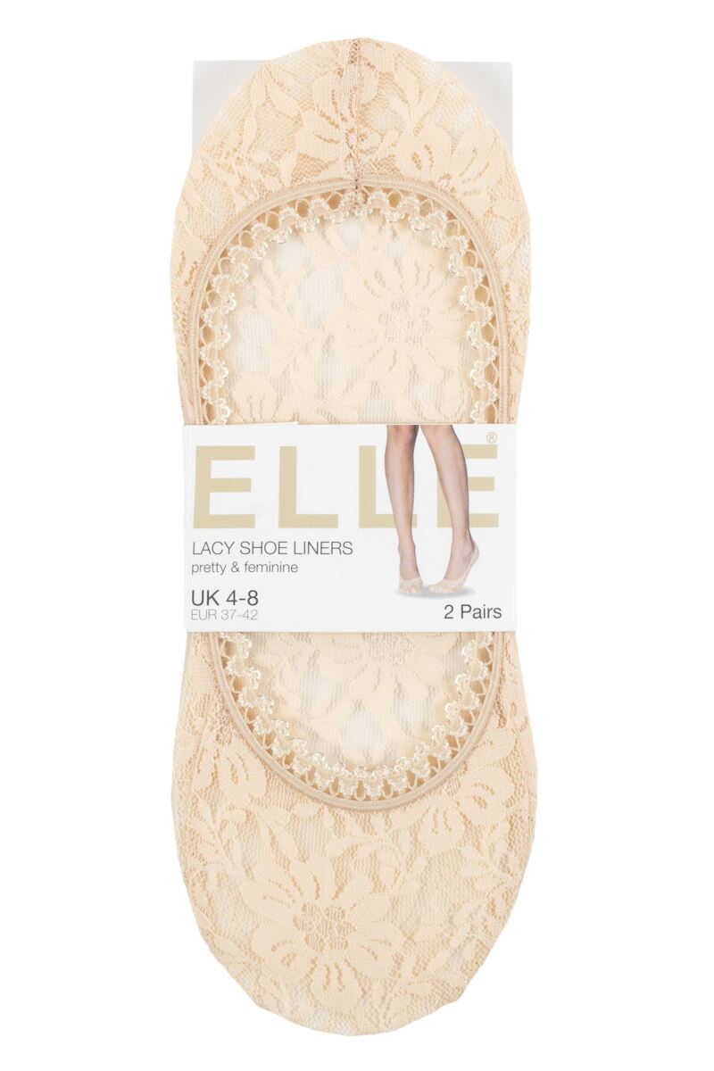 Ladies 2 Pair Elle Lace and Wrapover Shoe Liners from