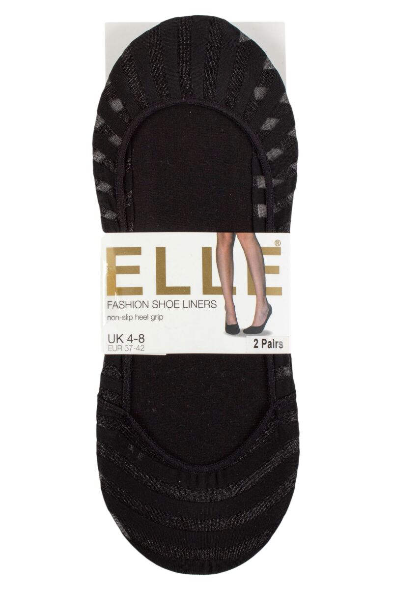 Ladies 2 Pair Elle Sheer Stripe and Scallop Edge Shoe Liners