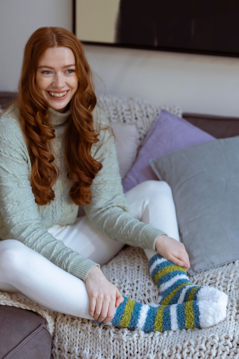 Ladies 2 Pair Elle Fluffy and Cosy Blissful Bed Time Socks